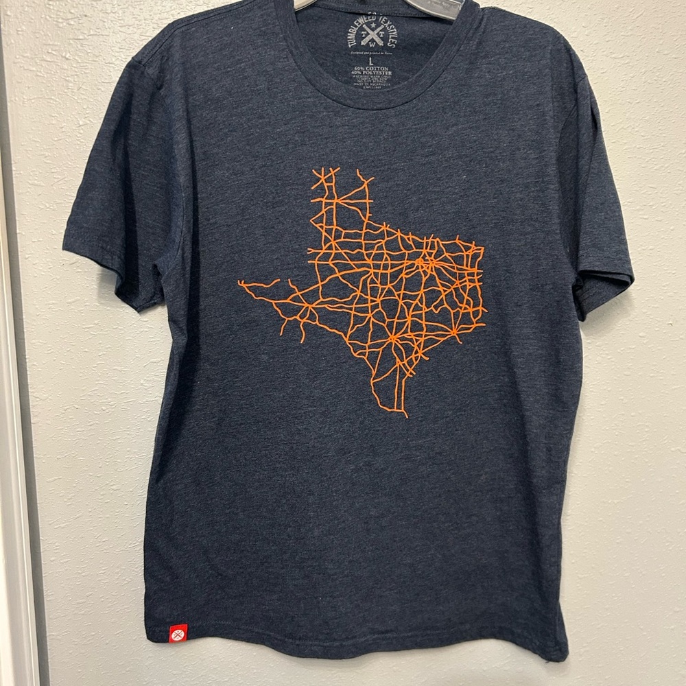 Gray and Orange Short Sleeve Tee with Bold Design